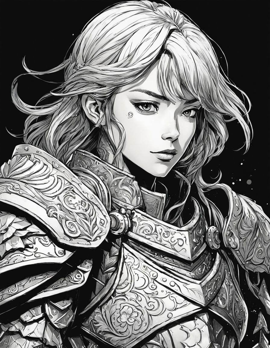 Heroic Fantasy Warrior in Vibrant Manga Style