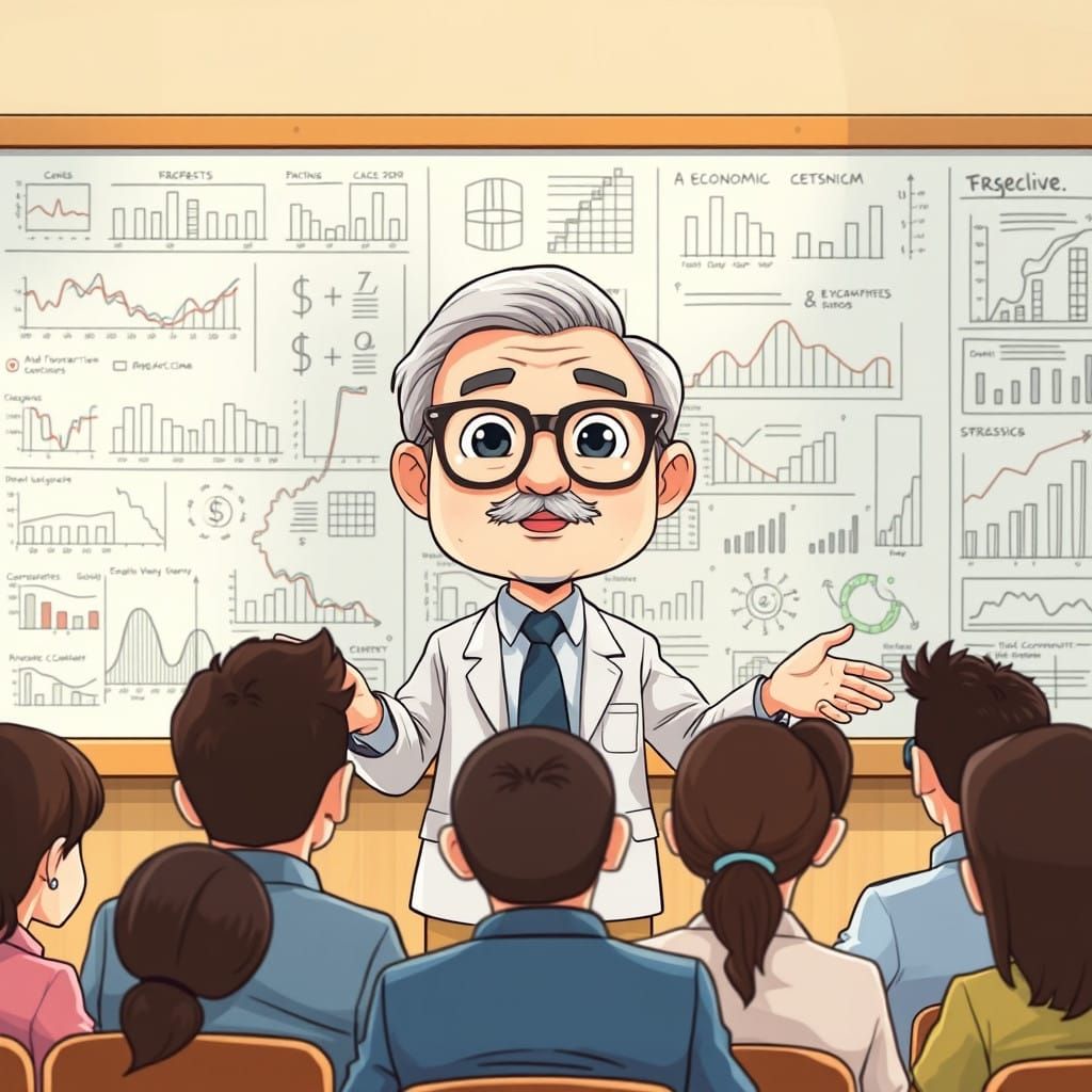 Chibi Professor Teaches Economics with Endearing Enthusiasm