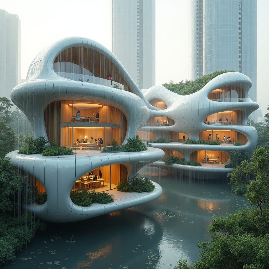 Semi-Circular Eco-Friendly Complex in Glass and Timber
