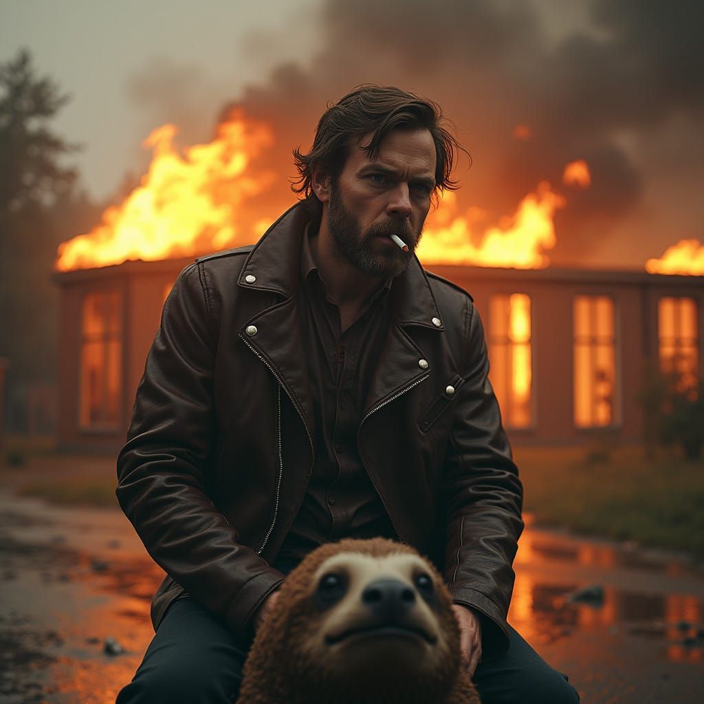 Hero on a Sloth Rides to Rescue Burning School