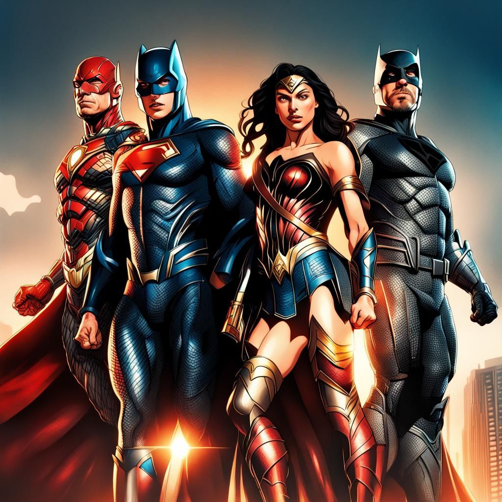 Hyperrealistic Justice League Splash Art