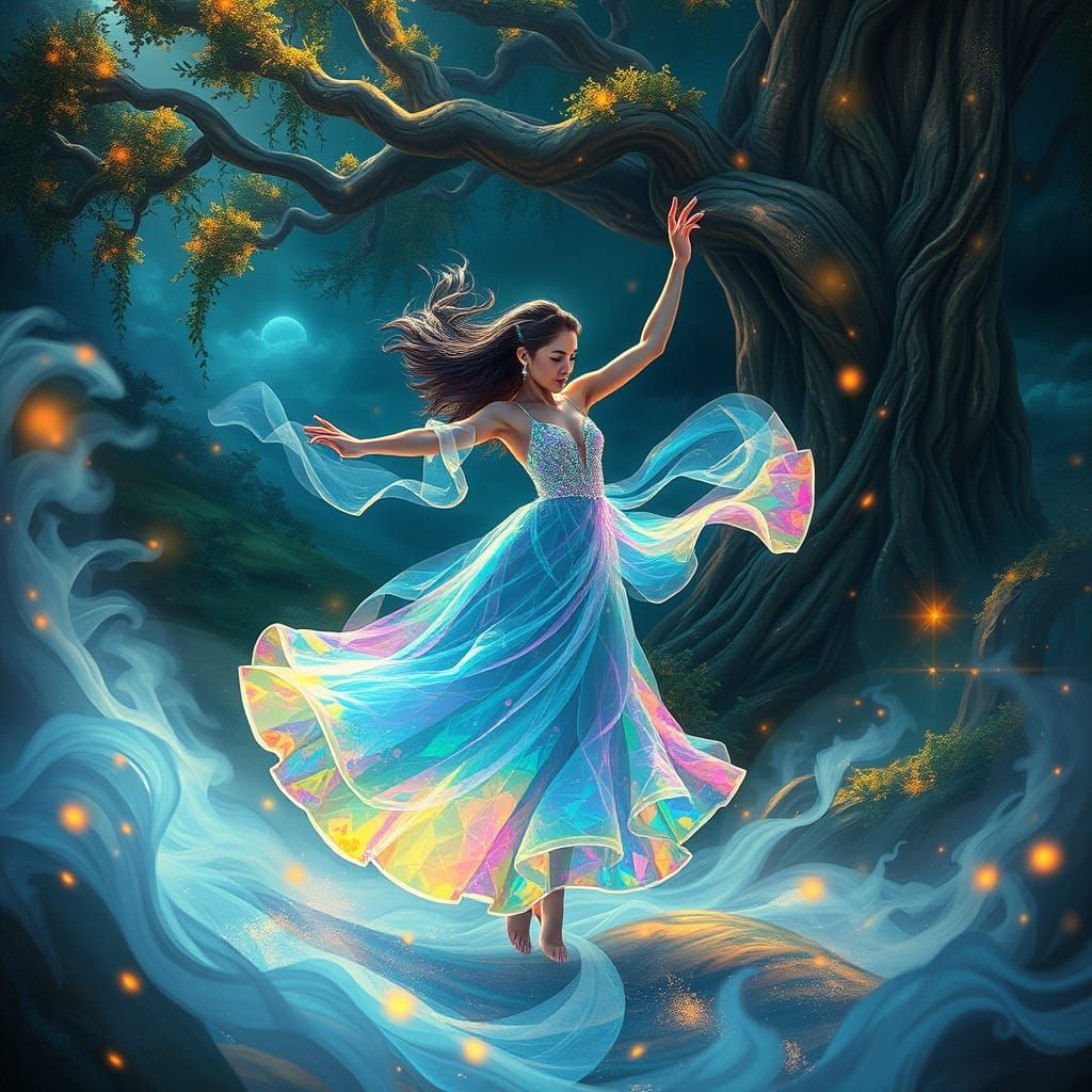 Ethereal Dance Goddess in a Dreamlike Realm
