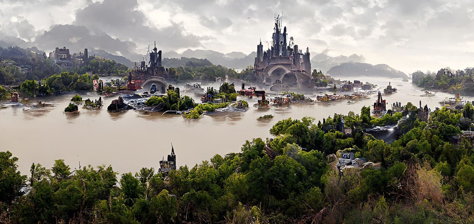 Castle City Landscape Matte Painting