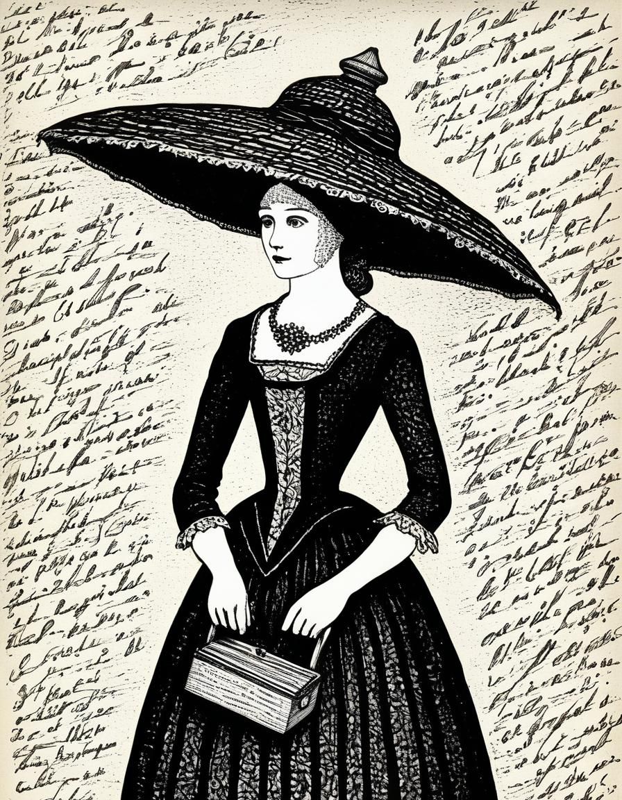Southern Belle Portrait in Edward Gorey Style