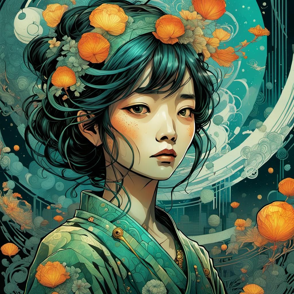 Asian Woman: Digital Art in Sublime Style