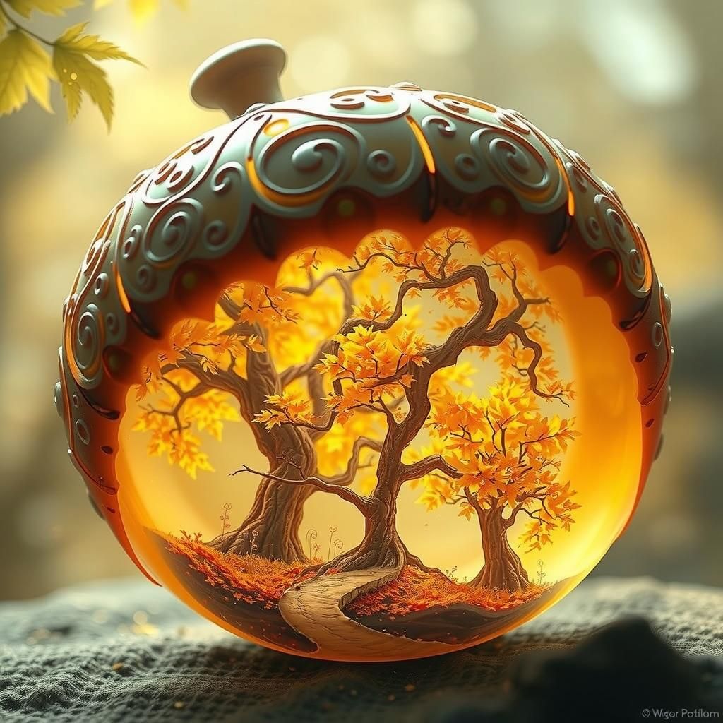 Amber Acorn Portal to Autumn Fairytale Forest