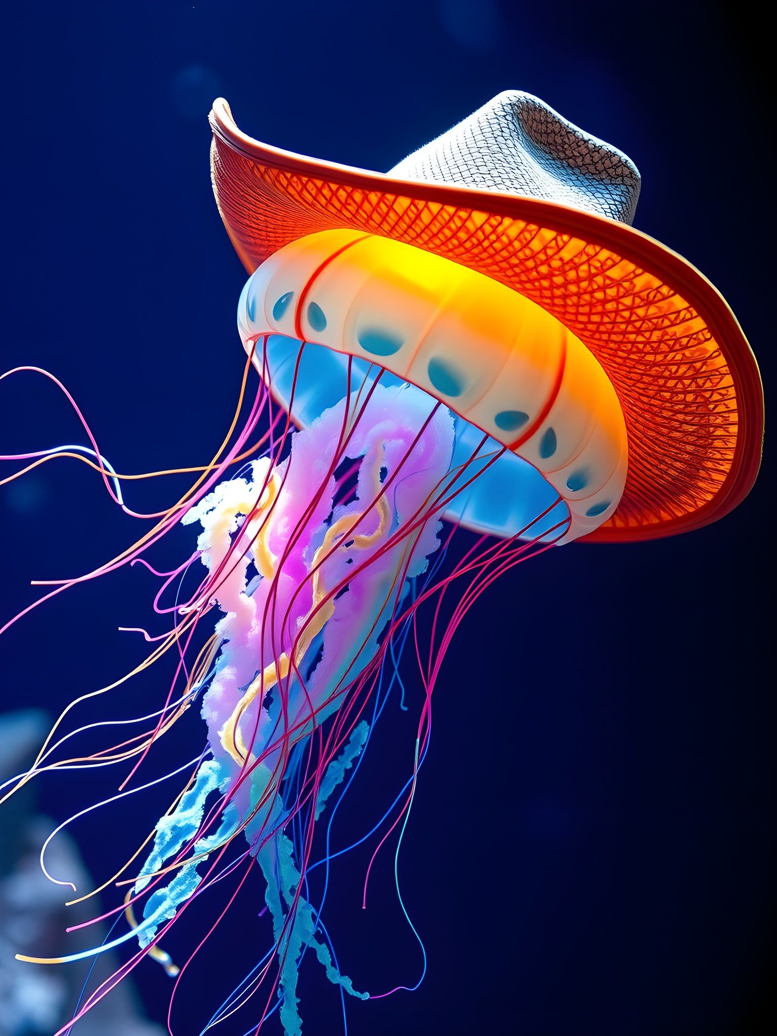 Colorful Jellyfish with Cowboy Hat