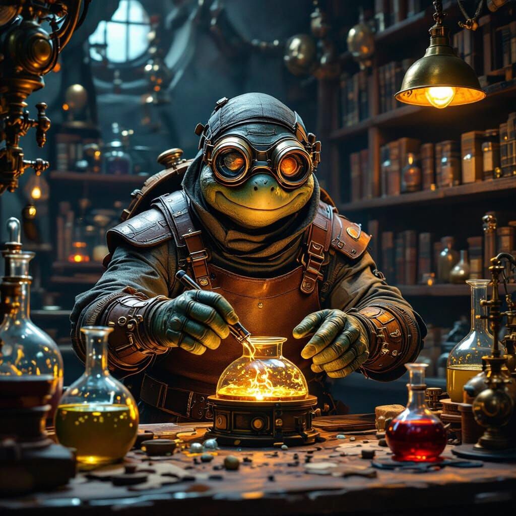 Steampunk Turtle Alchemist's Laboratory