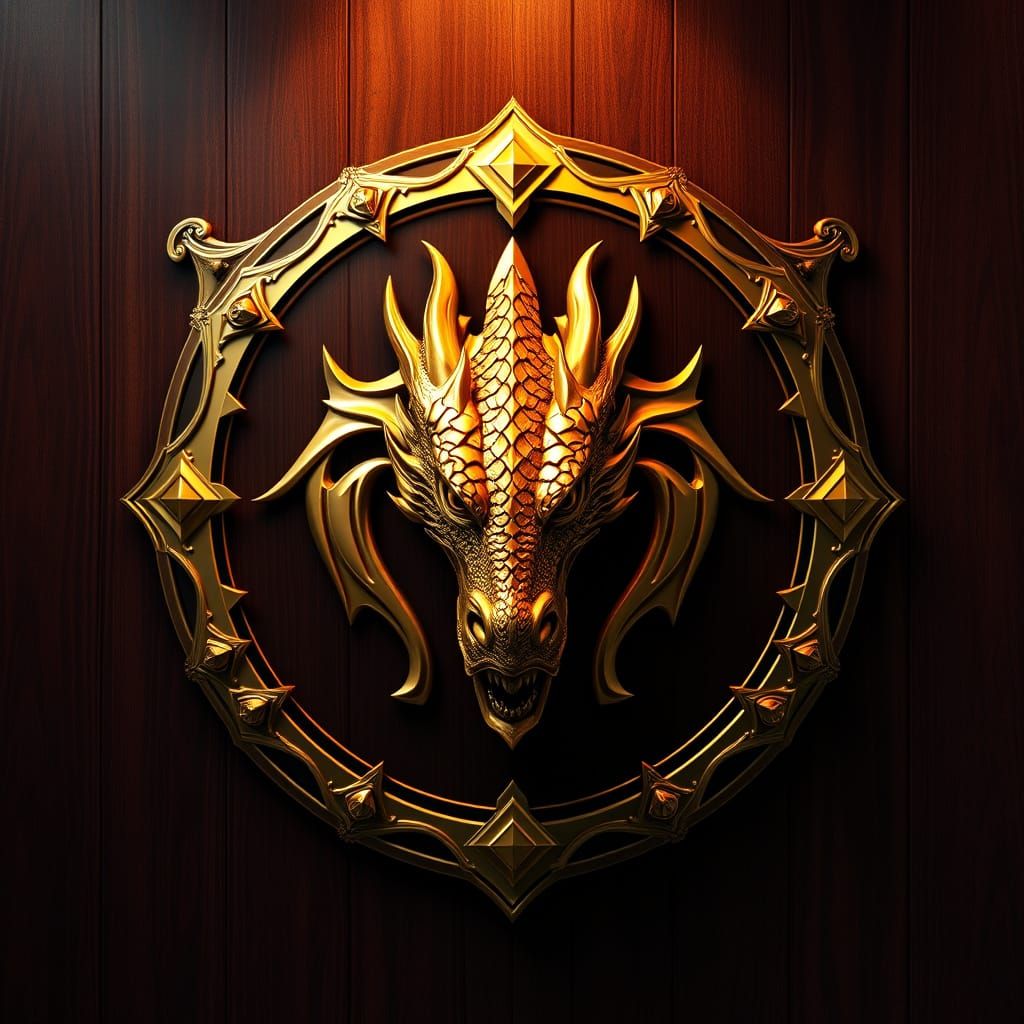 Mystical Dragon Breaker Family Crest in Golden Hues