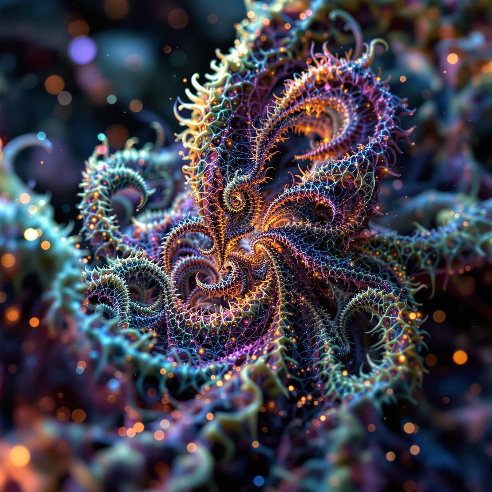 Intricate Fractal Xenomorph in Vibrant Colors