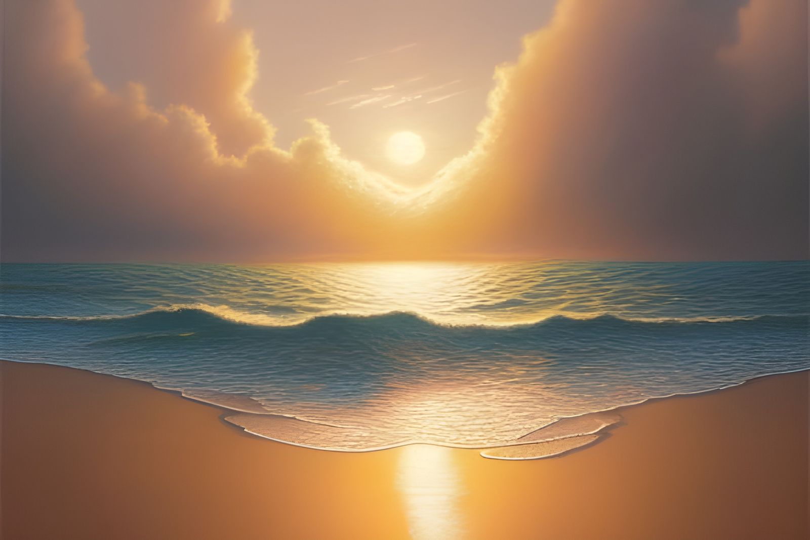 Hyperdetailed Ocean Sunset Concept Art