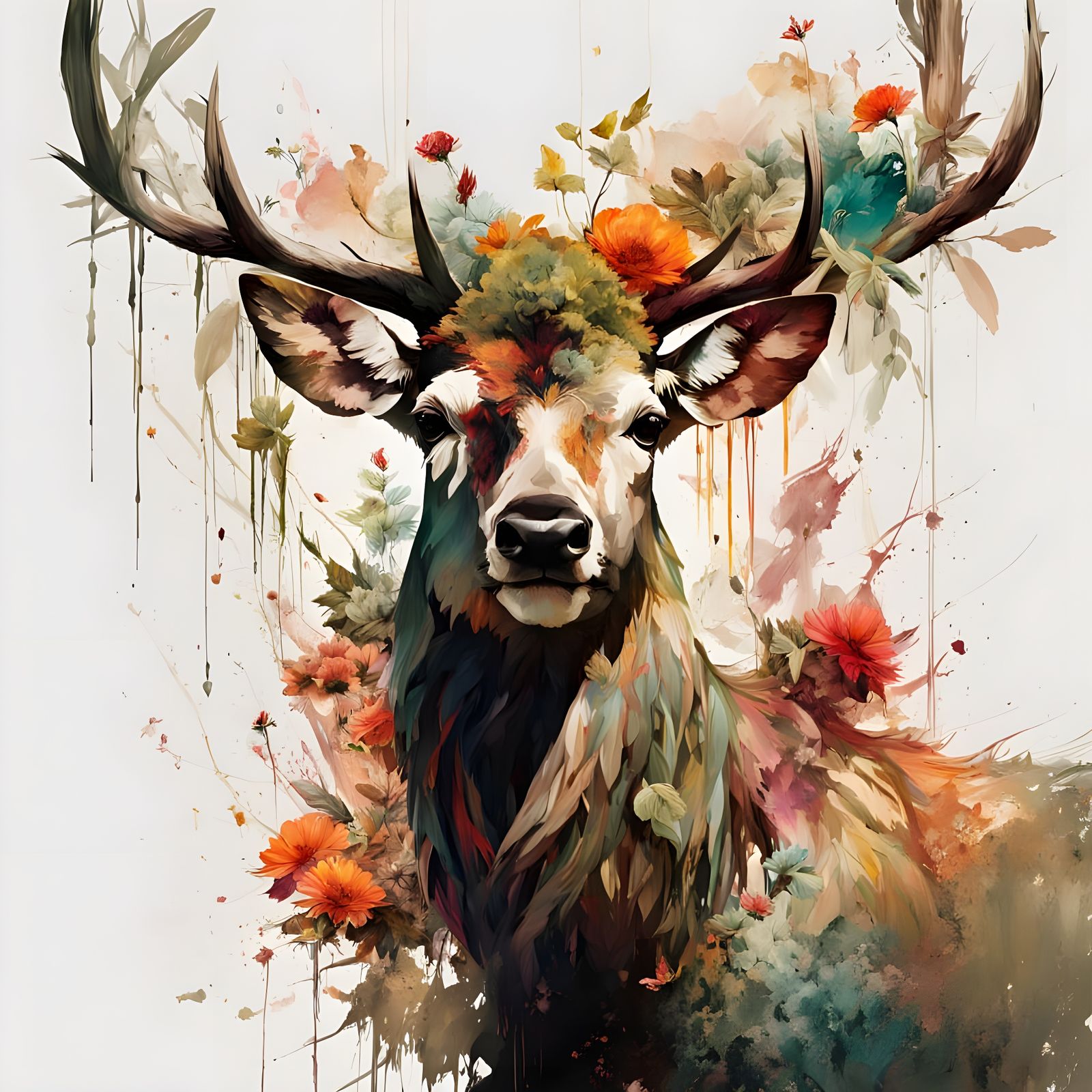 Whimsical Elk in Nature's Embrace