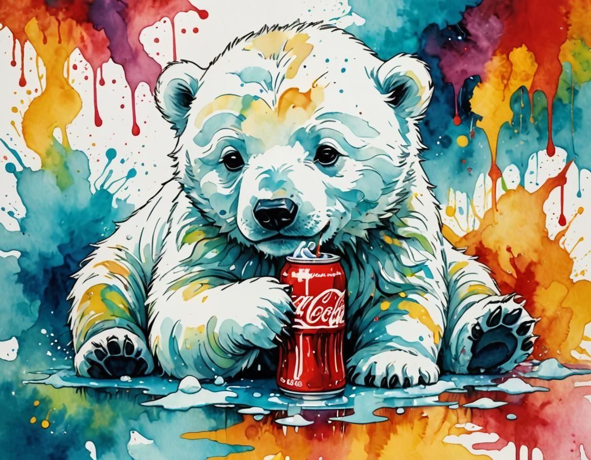 Chibi Polar Bear and Coca-Cola Pop Art