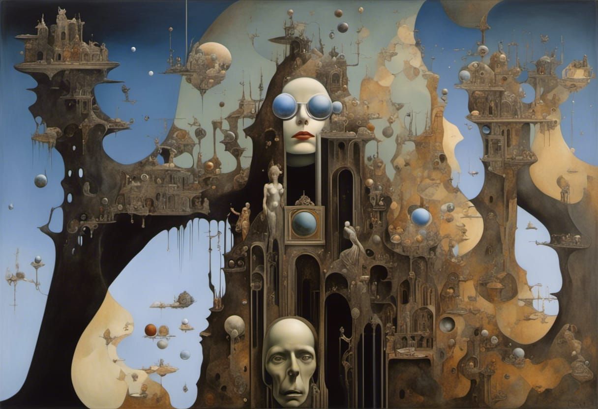 Surreal Post-Apocalyptic Wonderland in Art Nouveau Style