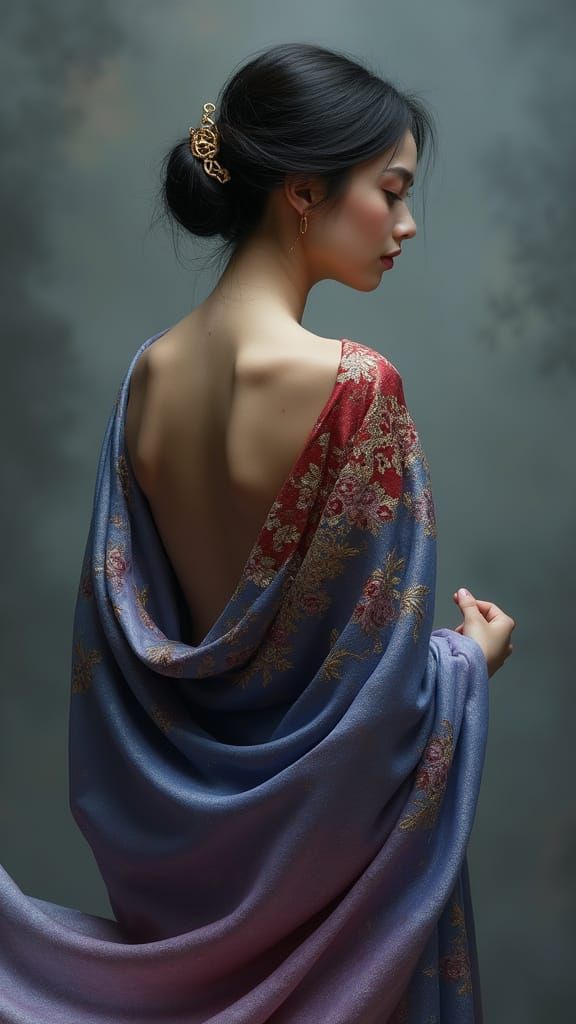 Ethereal Portrait of Woman in Flowing Robe
