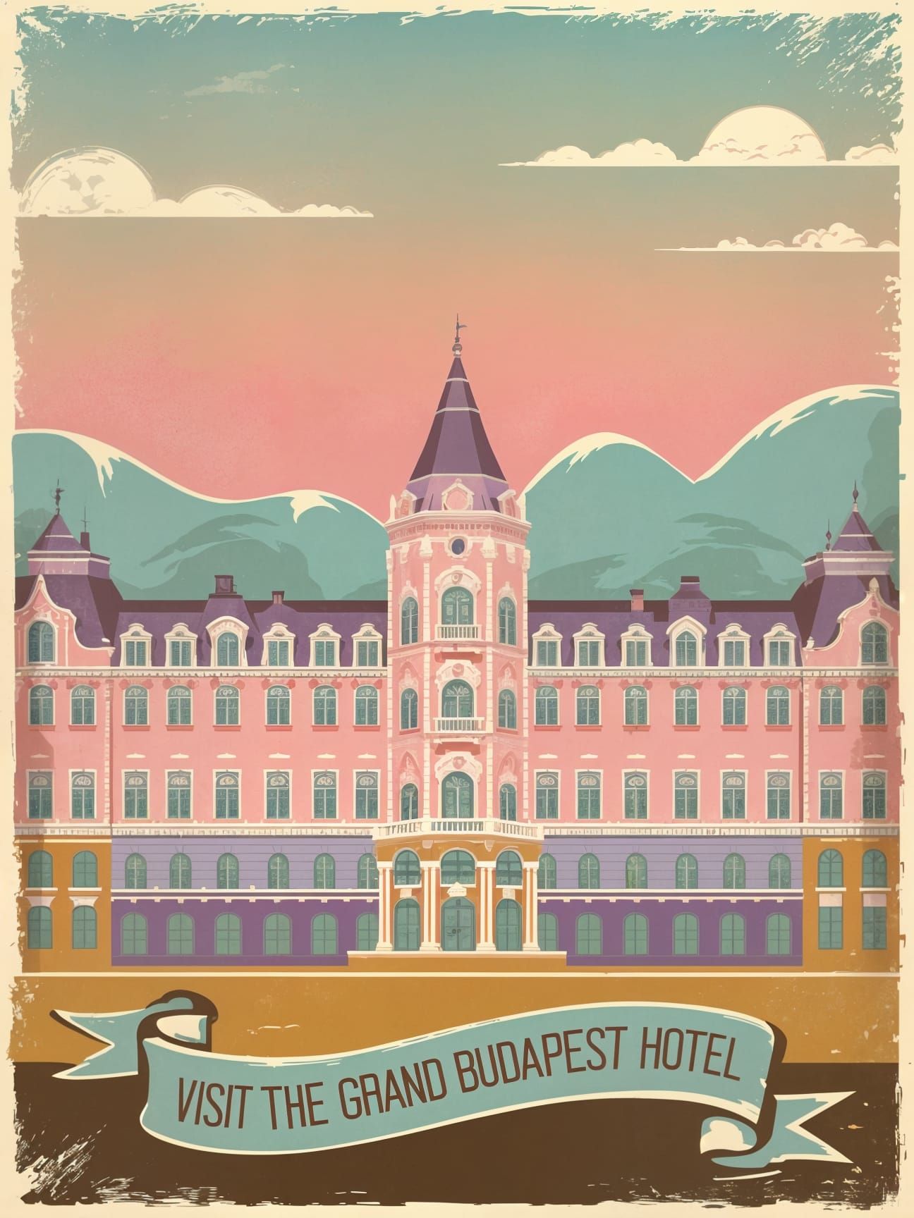 Grand Budapest Hotel: Vintage 1960s Travel Poster