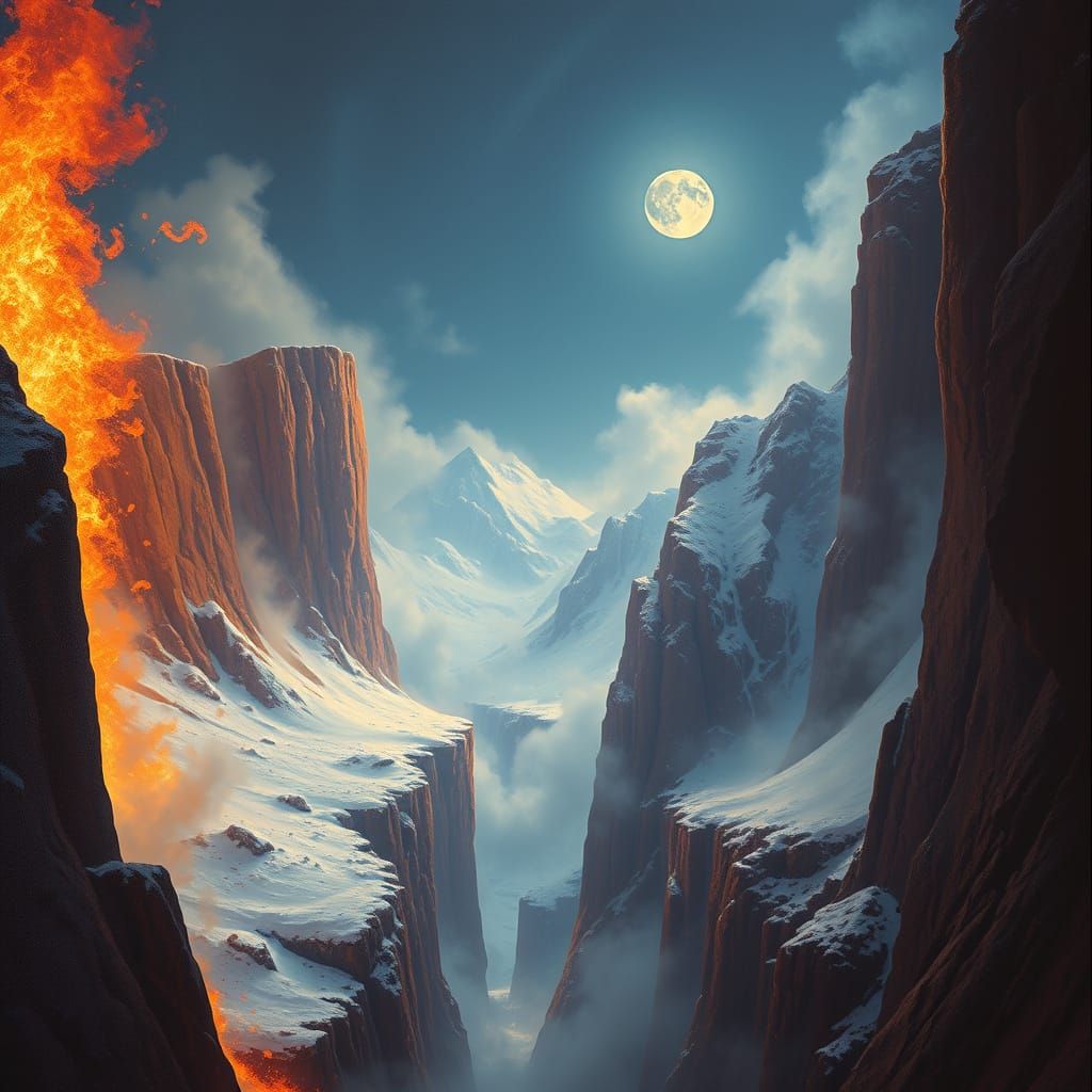 Inferno Meets Ice: A Landscape of Contrasts