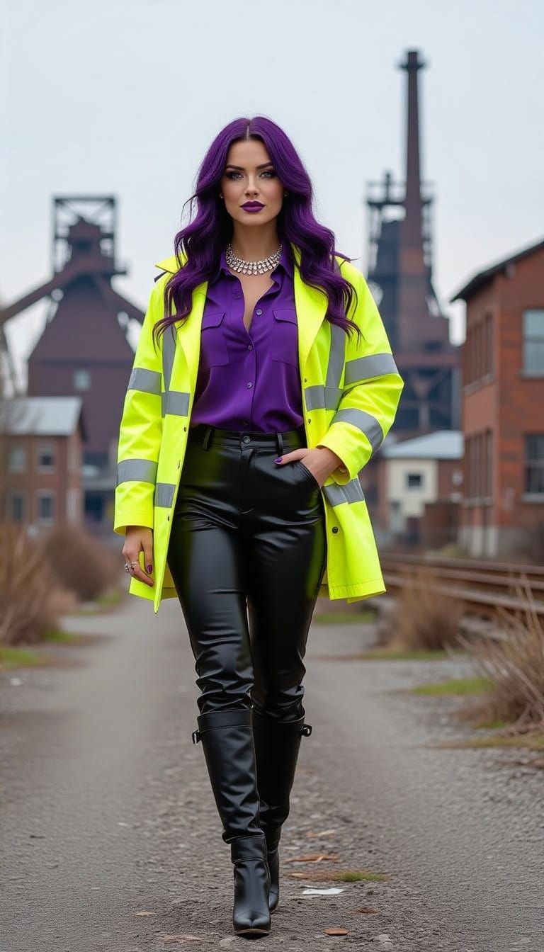 Woman in Hi-Vis at Demolished Industrial Site