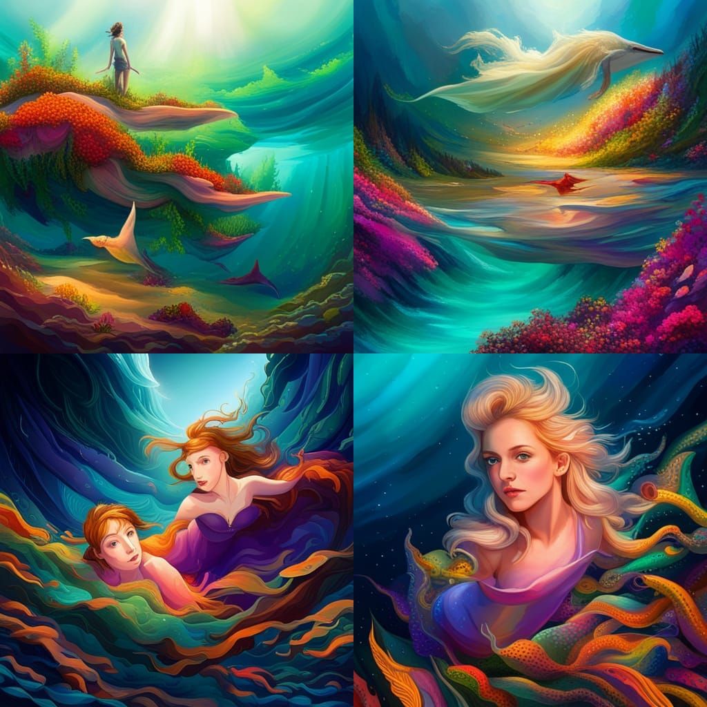 Vibrant Underwater World with Merfolk