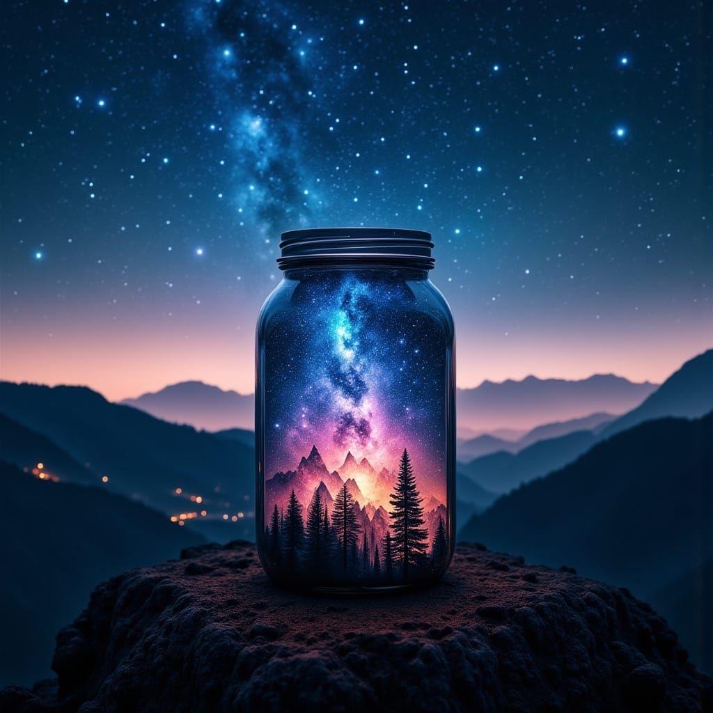 Mason Jar Universe: Starry Night Landscape Photography