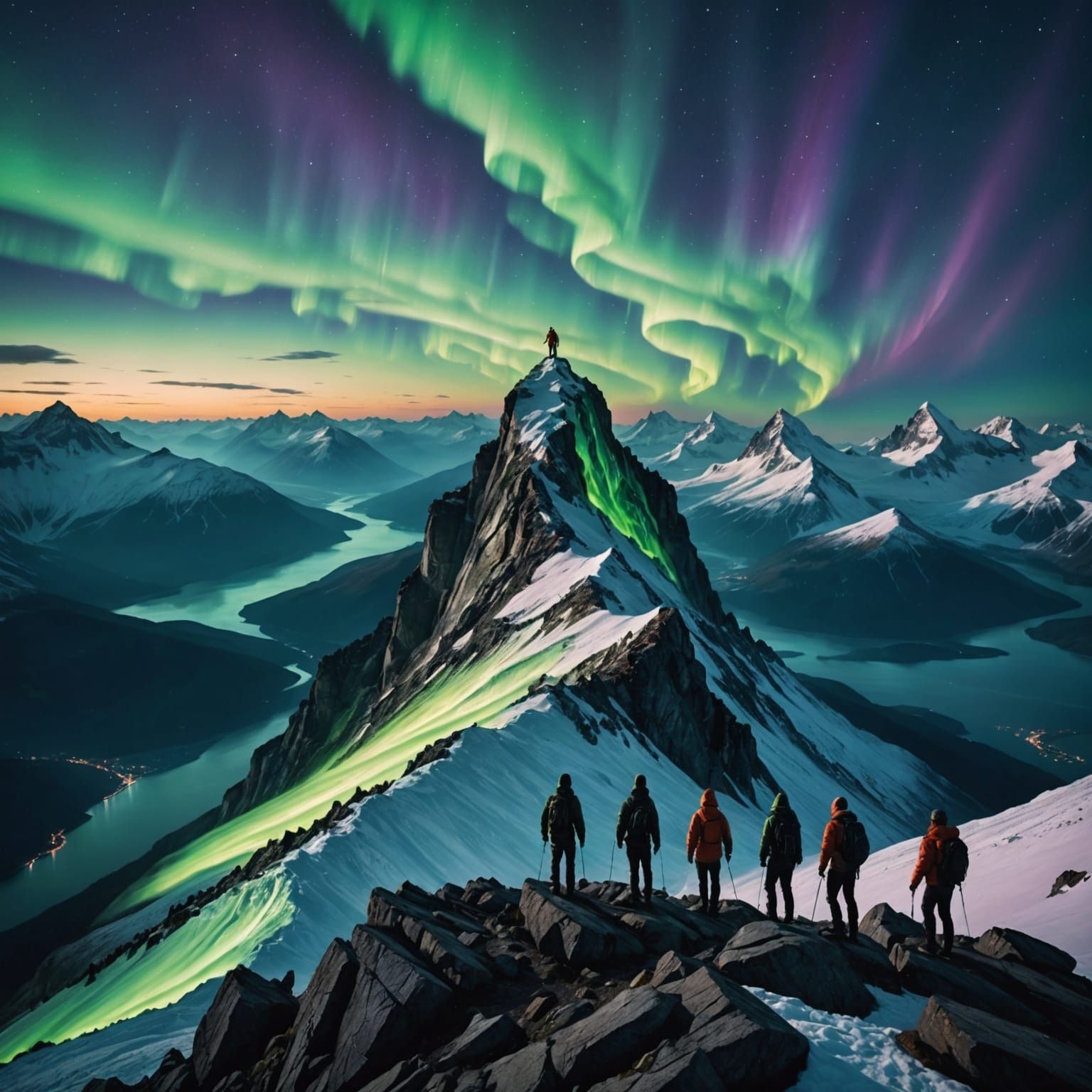 Epic Mountain Peak Aurora Scene