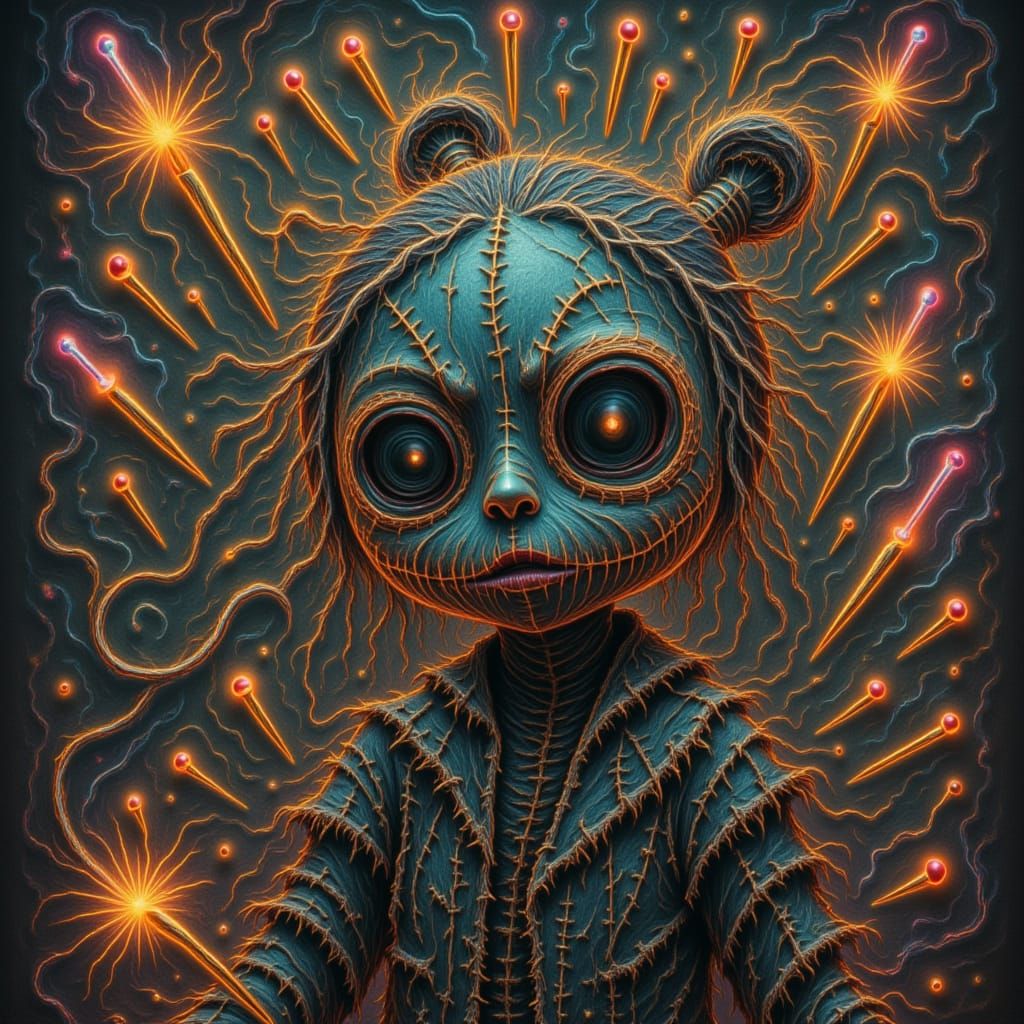 Voodoo Doll Pierced with Pins