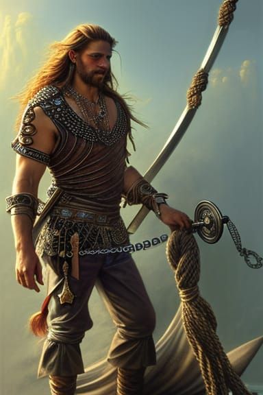 Handsome Viking Pirate Knight Portrait in Hyperrealism