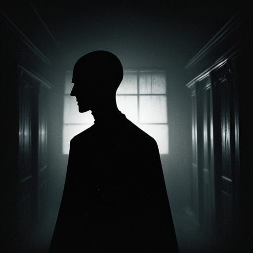 Eerie Figure in Dark, Dimly Lit Room