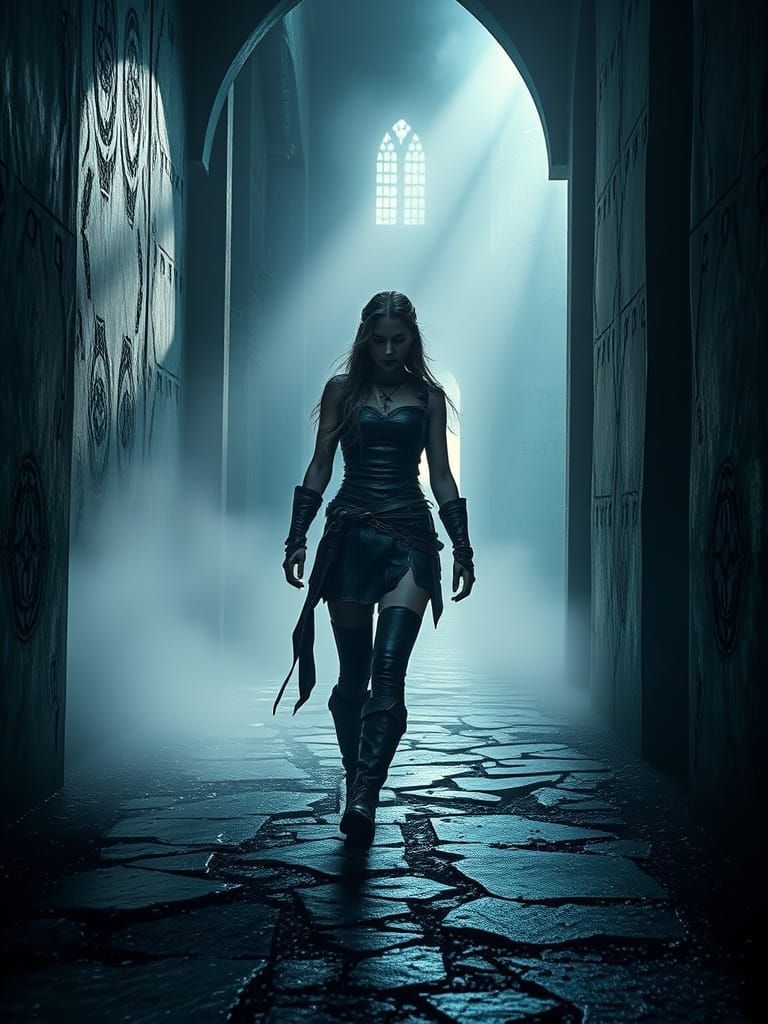 Barbarian Maiden in Gothic Metal Ruins