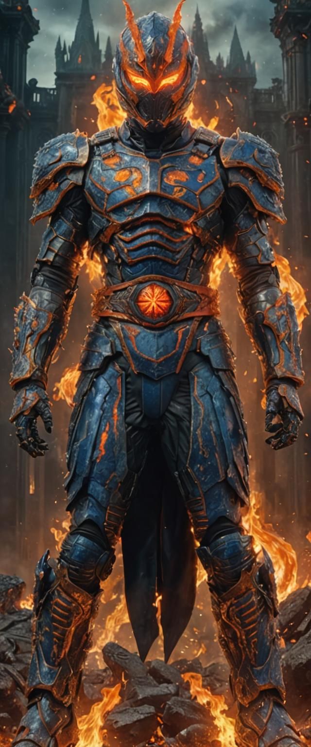 Hellish Kamen Rider in Gothic Landscape