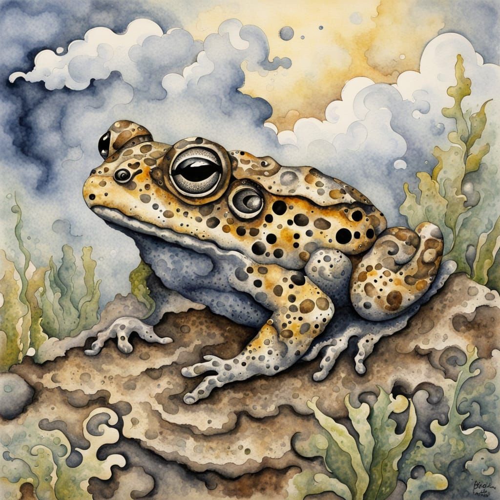 Whimsical Natterjack Toad in Watercolor Splash Style