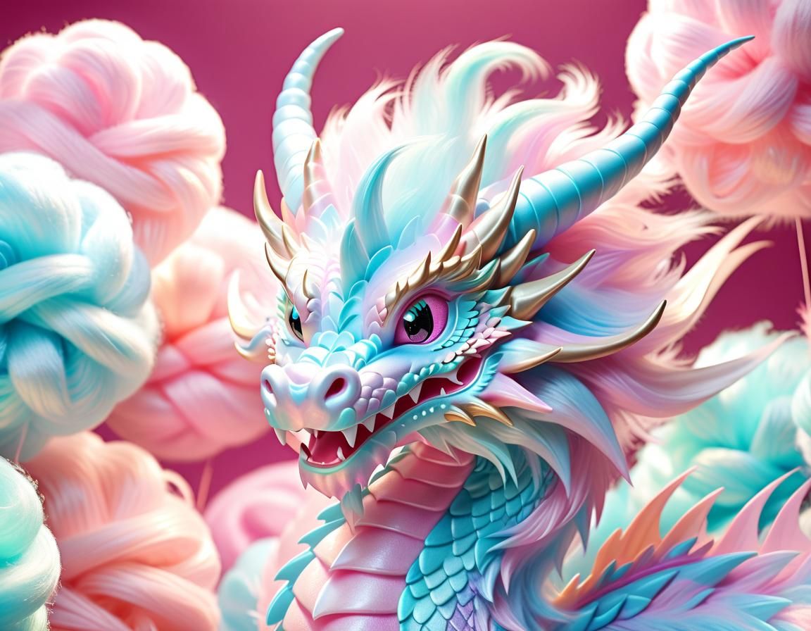 Pastel cotton candy dragon