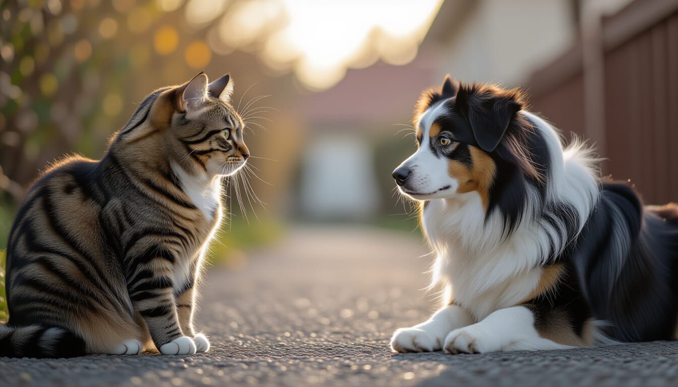 Cat and Dog Adversaries in Cinematic Style