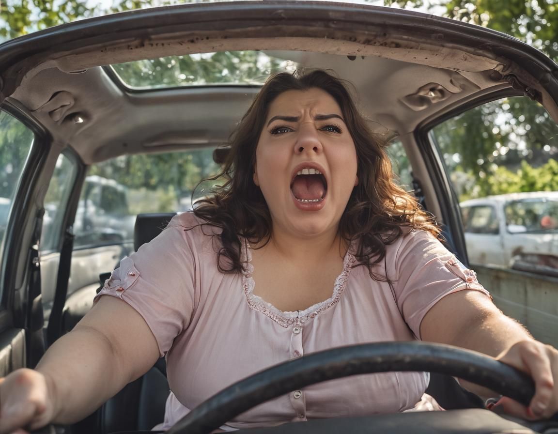 Angry Woman in Car: Professional Photography