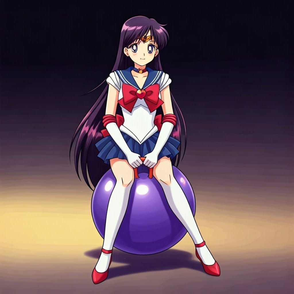 Sailor Mars Bouncing on Hopper Ball at Record Store