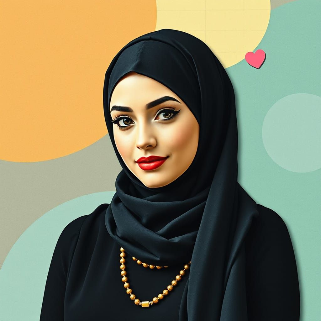 Whimsical Portrait of a Curvy Hijabi Woman