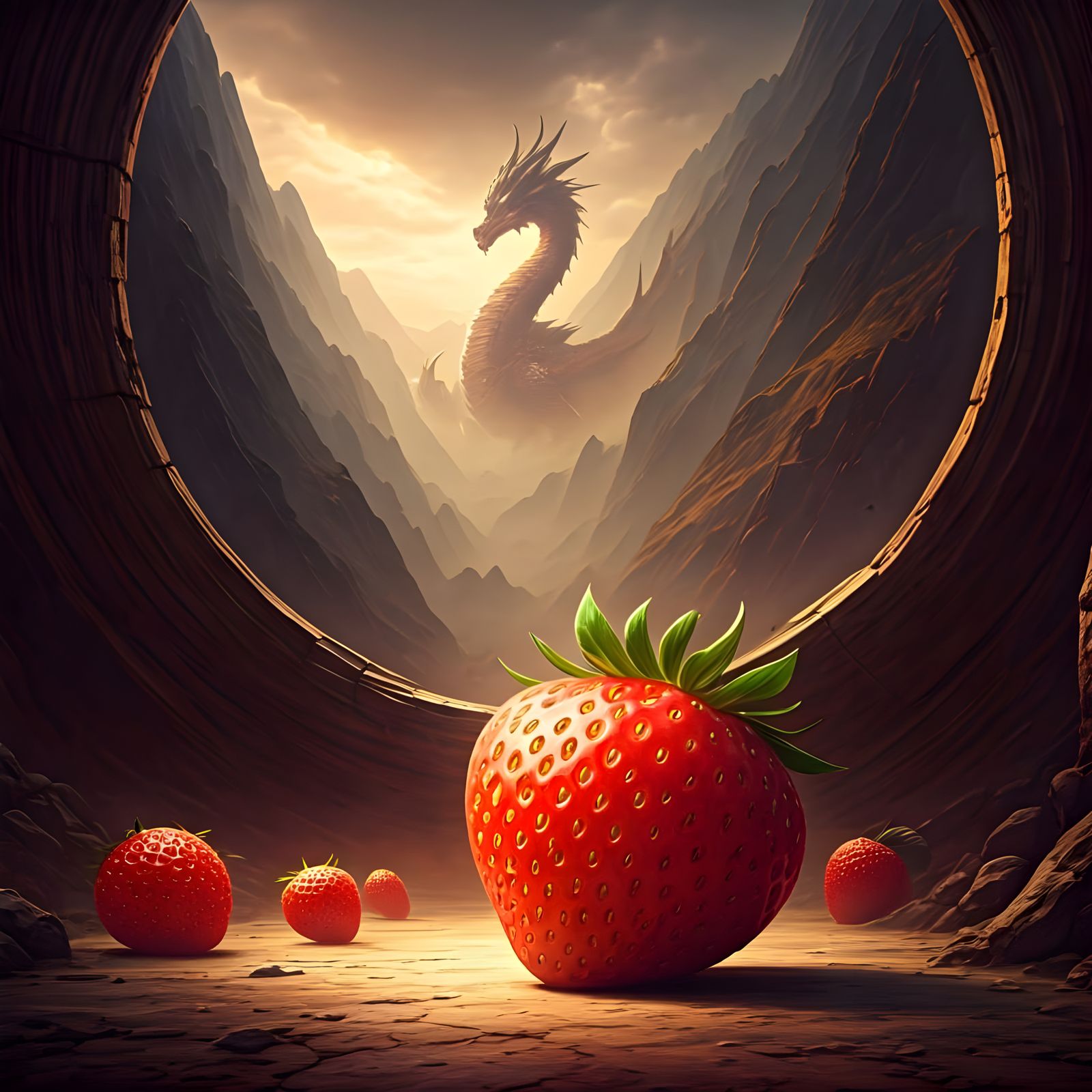 Strawberry Dragon: Detailed Matte Painting in 8K