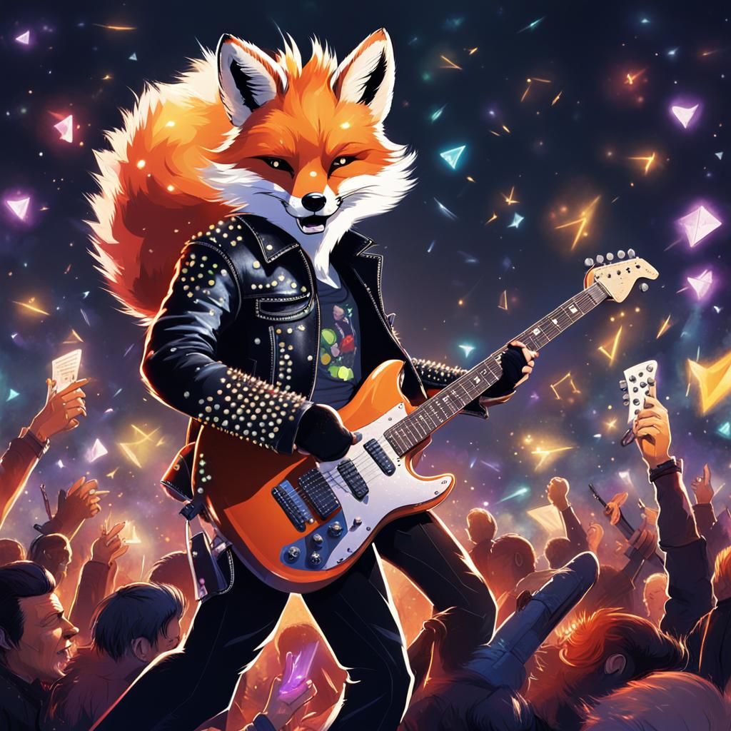 Fox Rockstar Plays Electric Guitar for Fans