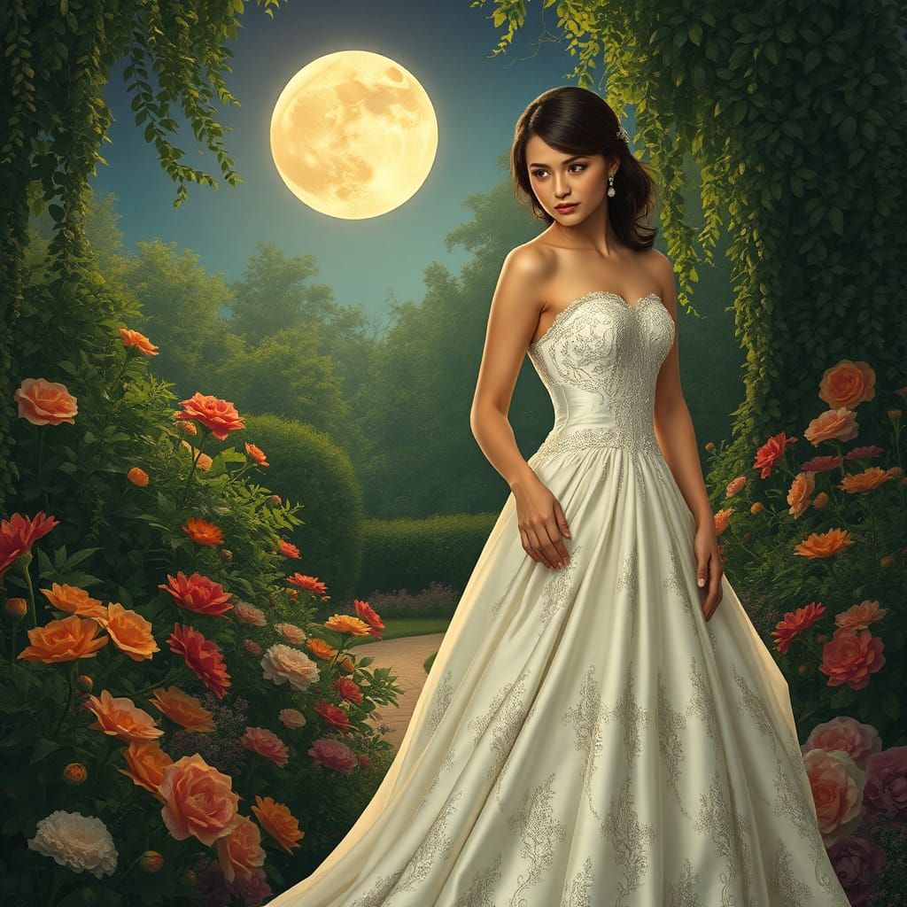 Bride in Gown, Klimt Golden Era Style