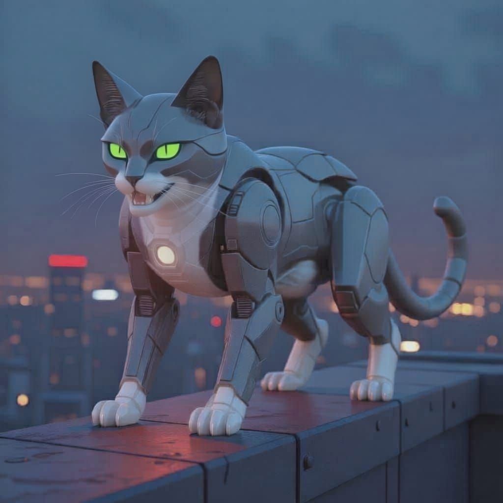 Grey Transformer Cat Inspired By Soundwave