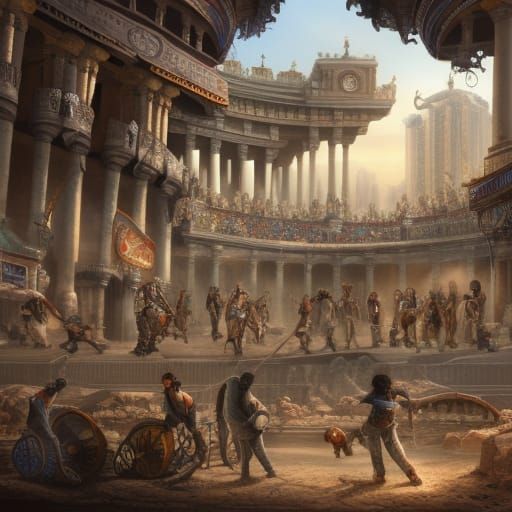 Roman Coliseum Workers Take a Selfie: Hyperrealism