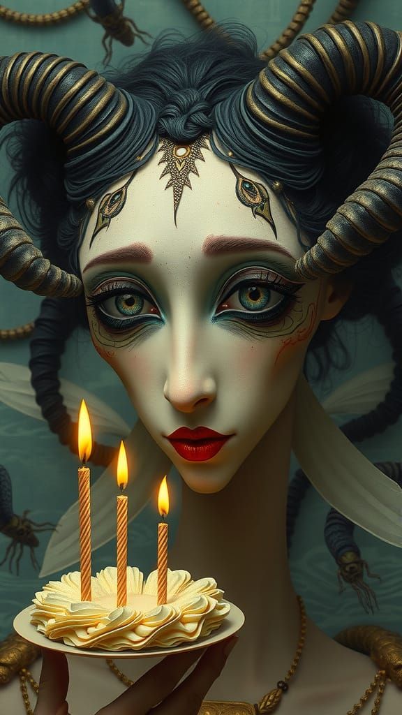 Surreal Birthday Party with Tenebrous Figures