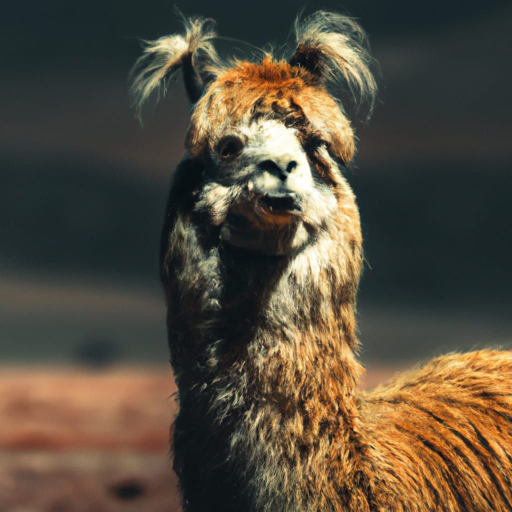 Vicuña in Atacama Desert with Glowing Hair