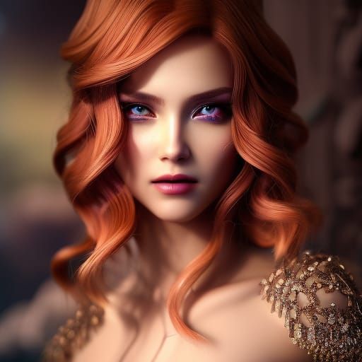 Glamorous Woman Portrait in Colorful Digital Art
