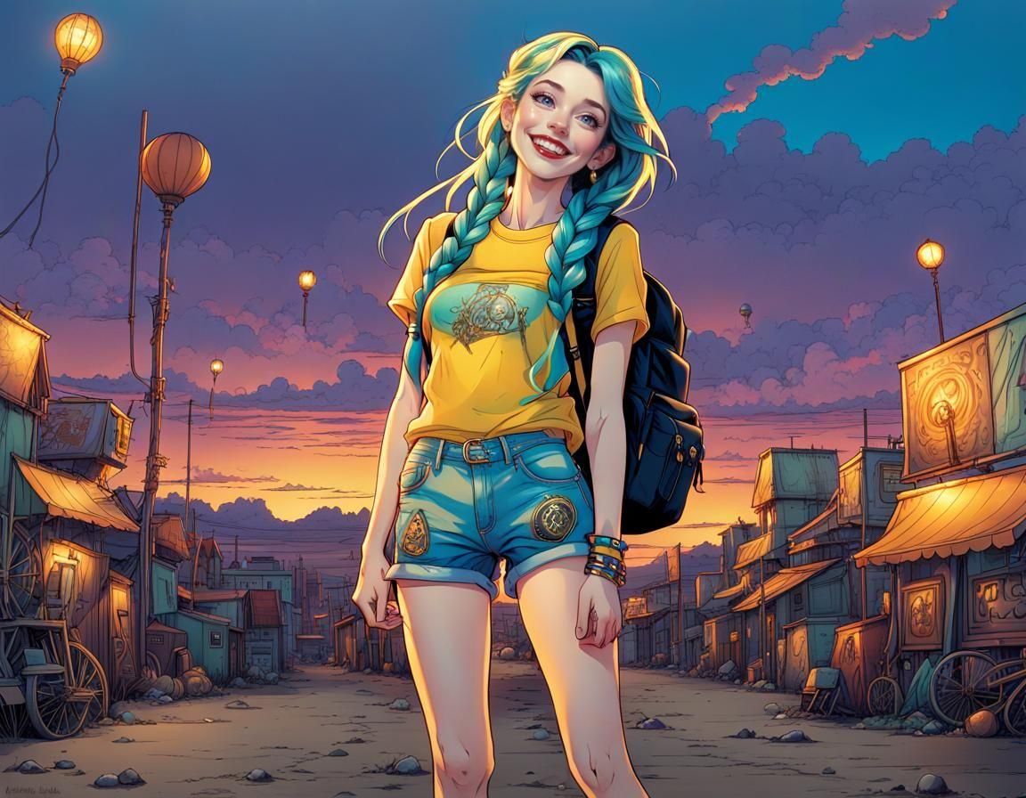 Wasteland Wanderer with Silver Glow in Comic Style