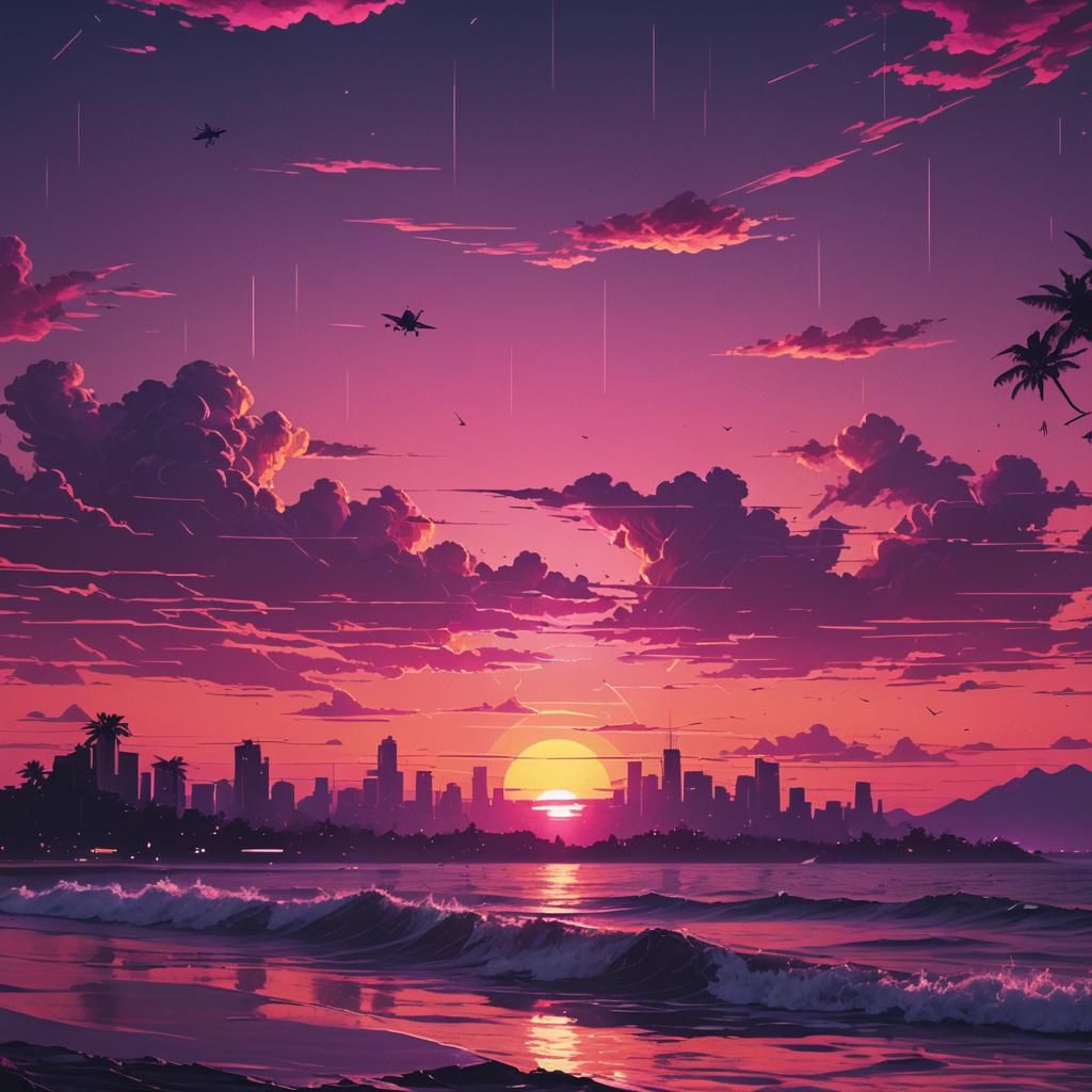 Synthwave Sunset with Abstract Sounds