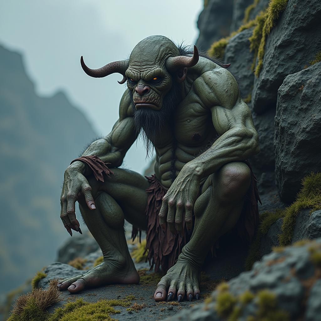 Worn Mountain Troll in Dark Fantasy Concept Art