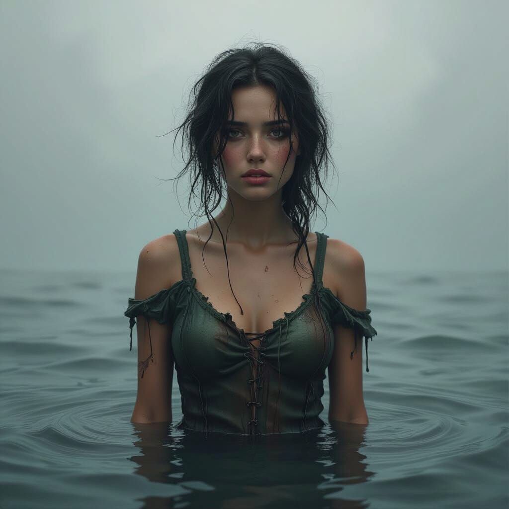 Person Consumed by Anxiety in Dystopian Style