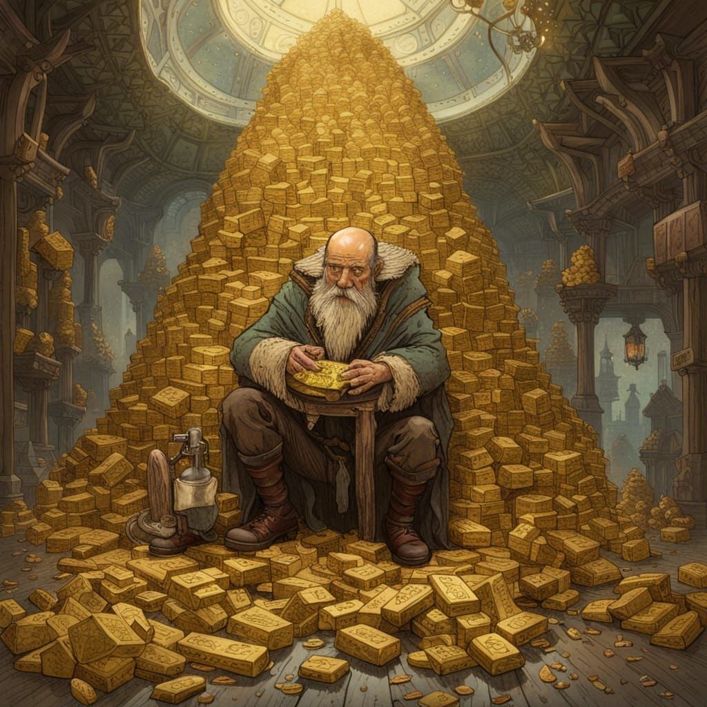 Gold Ingot Shower: Intricate Concept Art