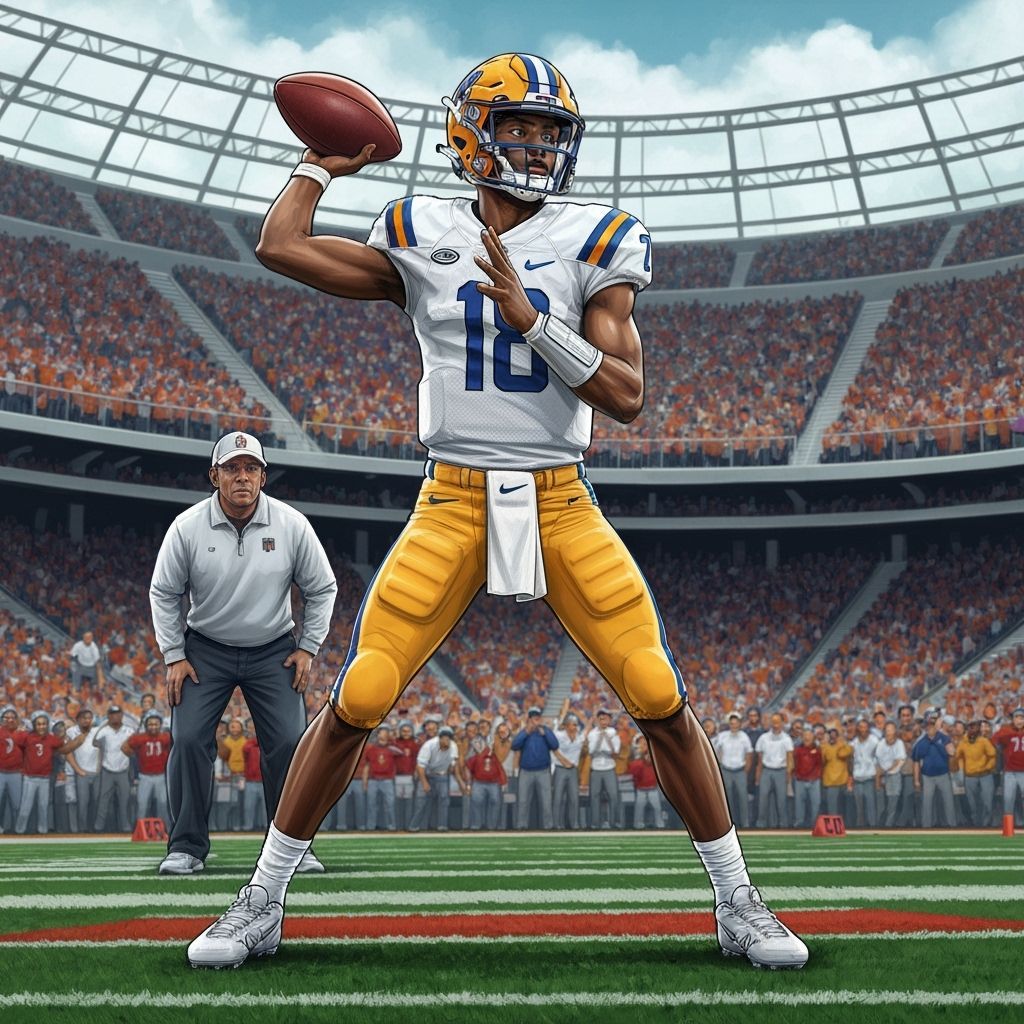 Shedeur Sanders Football Throw in Sports Illustration Style